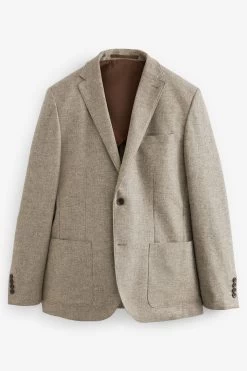 Next Natural Slim Fit Italian Wool Blend Undyed Suit: Jacket -Fashion Men Shop C70 523s4