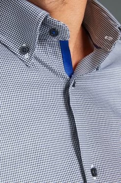 Next Blue Navy Puppytooth Regular Fit Single Cuff Signature Trimmed Shirt 14 Next Blue Navy Puppytooth Regular Fit Single Cuff Signature Trimmed Shirt -Fashion Men Shop C72 972s3
