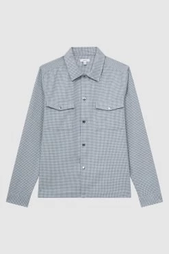 Reiss Mixon Long Sleeve Puppytooth Overshirt -Fashion Men Shop C73 928s2