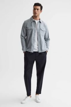 Reiss Mixon Long Sleeve Puppytooth Overshirt -Fashion Men Shop C73 928s3
