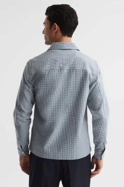 Reiss Mixon Long Sleeve Puppytooth Overshirt -Fashion Men Shop C73 928s5