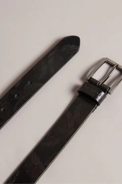 Ted Baker Whyatt Laser Etched Leather Black Belt -Fashion Men Shop C73186s3