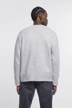River Island Grey Boxy Knit Cardigan 8 River Island Grey Boxy Knit Cardigan -Fashion Men Shop C78374s2
