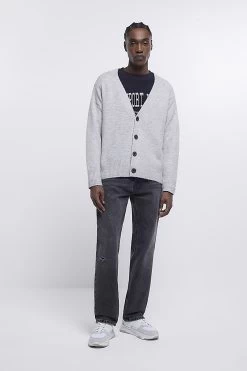 River Island Grey Boxy Knit Cardigan 9 River Island Grey Boxy Knit Cardigan -Fashion Men Shop C78374s3