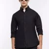 River Island Black Long Sleeve Stretch Oxford Shirt