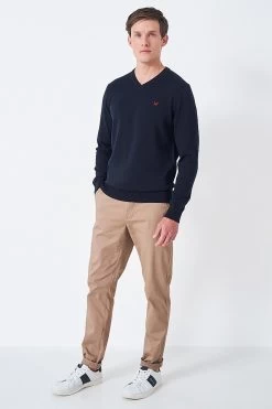 Crew Clothing Company Navy Blue Cotton Casual Jumper -Fashion Men Shop C80347s3