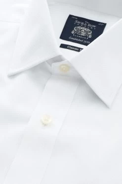 Savile Row Co White Textured Classic Fit Single Cuff Shirt -Fashion Men Shop C85220s3