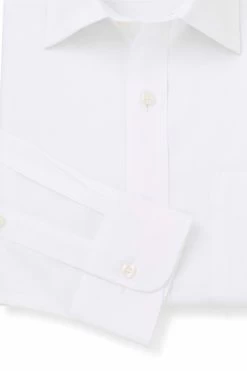 Savile Row Co White Textured Classic Fit Single Cuff Shirt -Fashion Men Shop C85220s4