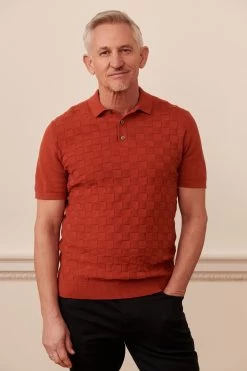 Next Knitted Checkerboard Polo Shirt -Fashion Men Shop C92 591s3