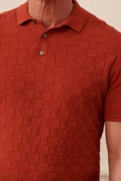 Next Knitted Checkerboard Polo Shirt -Fashion Men Shop C92 591s5