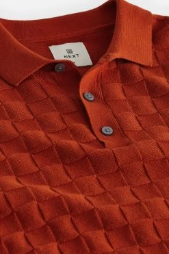 Next Knitted Checkerboard Polo Shirt -Fashion Men Shop C92 591s8