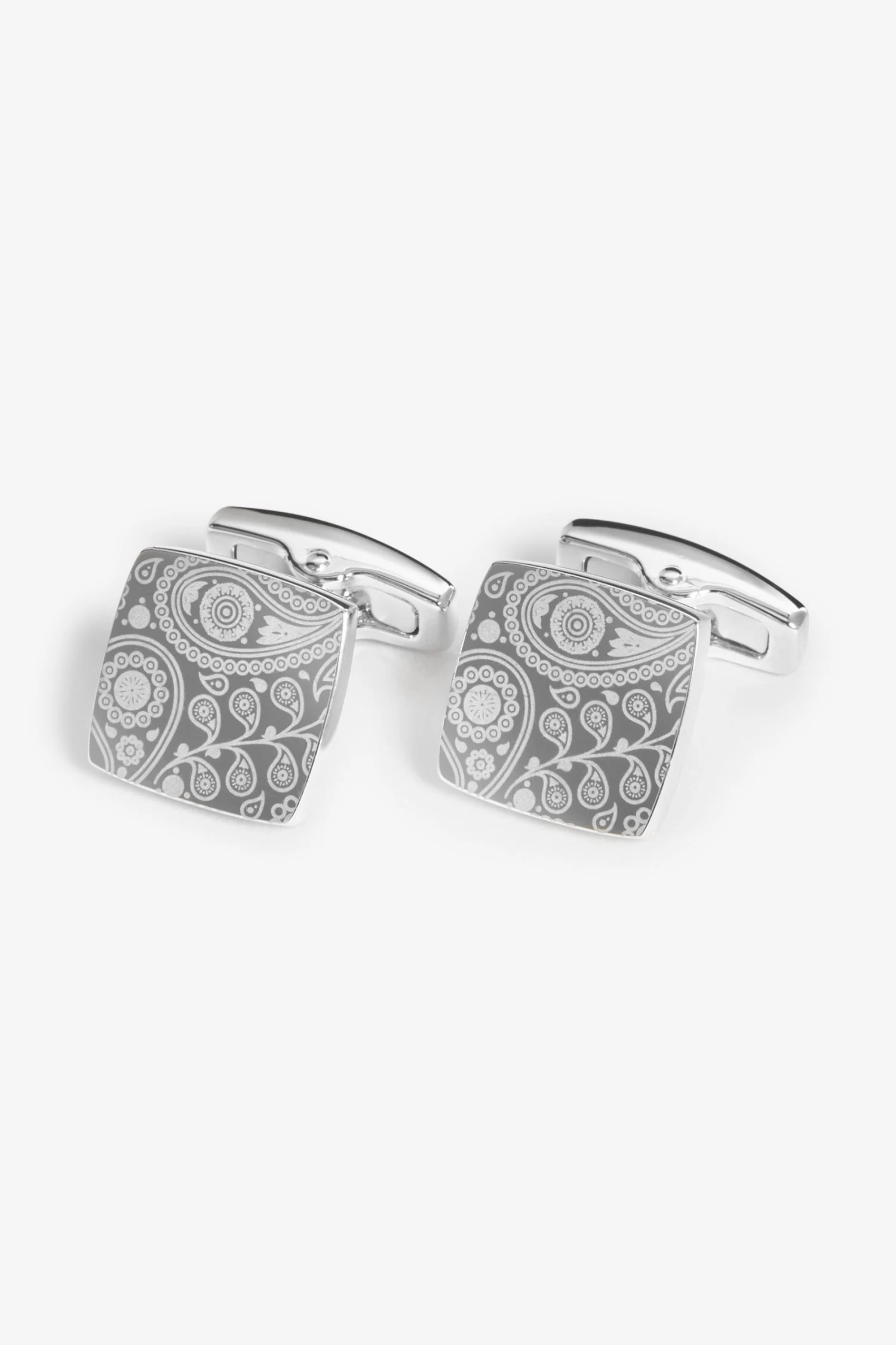 Silver Tone Simon Carter For Next Paisley Cufflink & Tie Bar Set 4 Silver Tone Simon Carter For Next Paisley Cufflink & Tie Bar Set - Image 2