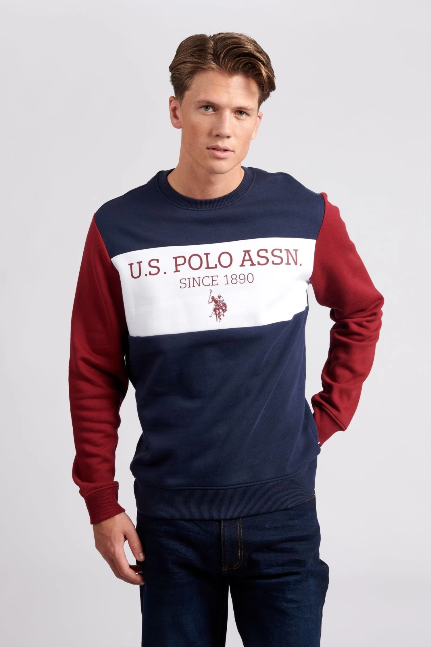 U.S. Polo Assn. Mens Sports Panelled BB Crew Sweatshirt 3 U.S. Polo Assn. Mens Sports Panelled BB Crew Sweatshirt