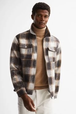 Reiss Angelo Angelo Check Zip Overshirt