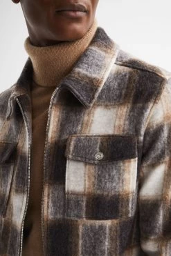 Reiss Angelo Angelo Check Zip Overshirt -Fashion Men Shop D00300s4