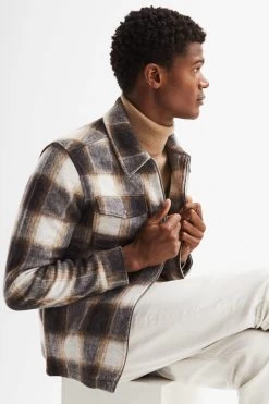 Reiss Angelo Angelo Check Zip Overshirt -Fashion Men Shop D00300s7