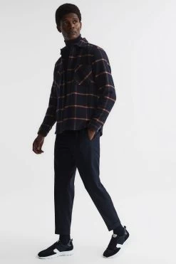 Reiss Bayo Large Check Casentino Wool Overshirt -Fashion Men Shop D00314s3