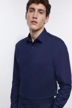 River Island Blue Egyptian Cotton Shirt -Fashion Men Shop D03386s4
