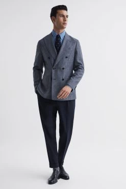 Reiss Monument Double Breasted Dogtooth Blazer -Fashion Men Shop D04 379s3