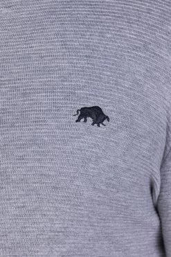 Raging Bull Grey Rib Textured Quarter Zip Jumper -Fashion Men Shop D07377s4