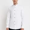 River Island Muscle Fit Grandad Shirt -Fashion Men Shop D08962s