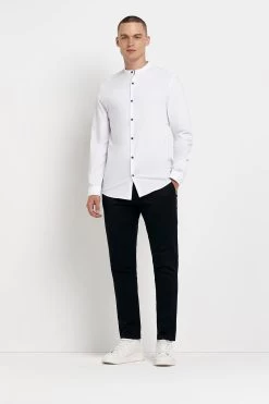 River Island Muscle Fit Grandad Shirt -Fashion Men Shop D08962s3