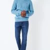 Crew Clothing Company Blue Cotton Classic Sweater -Fashion Men Shop D14421s
