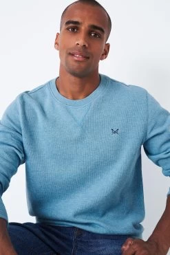 Crew Clothing Company Blue Cotton Classic Sweater -Fashion Men Shop D14421s2