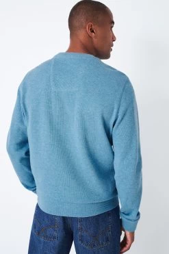 Crew Clothing Company Blue Cotton Classic Sweater -Fashion Men Shop D14421s3