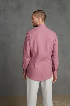 Next Signature Délavé 100% Linen Trimmed Shirt -Fashion Men Shop D16 596s3