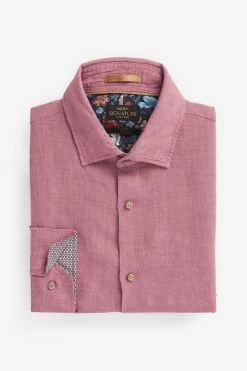 Next Signature Délavé 100% Linen Trimmed Shirt -Fashion Men Shop D16 596s6