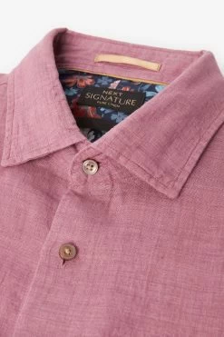 Next Signature Délavé 100% Linen Trimmed Shirt -Fashion Men Shop D16 596s7