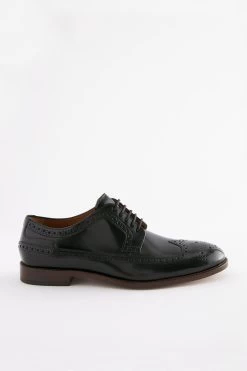 Next Black Hi-Shine Leather Brogues -Fashion Men Shop D19922s3