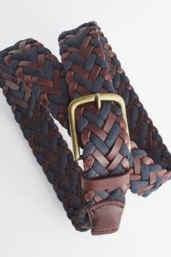 Next Brown/Navy Blue Leather Woven Belt -Fashion Men Shop D20162s3