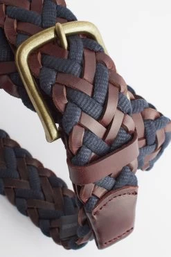 Next Brown/Navy Blue Leather Woven Belt -Fashion Men Shop D20162s4