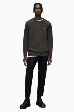 AllSaints Strike Crew Brown Jumper -Fashion Men Shop D23634s3
