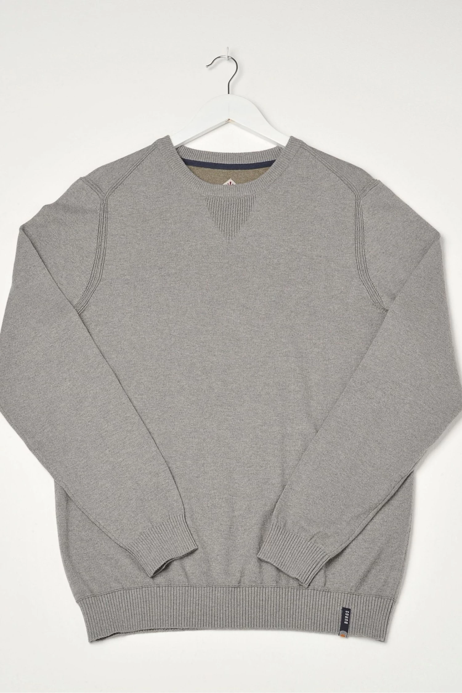 Burgs Grey Harford Fine Knit Crew Neck Jumper 7 Burgs Grey Harford Fine Knit Crew Neck Jumper - Image 5
