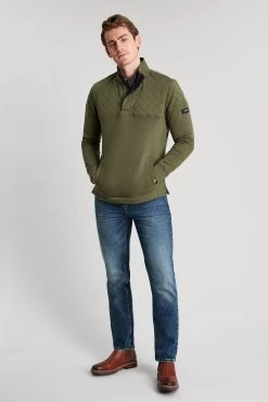 Joules Green Darrington Quarter Zip Sweatshirt -Fashion Men Shop D24950s3