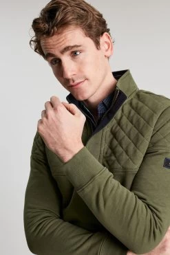 Joules Green Darrington Quarter Zip Sweatshirt -Fashion Men Shop D24950s5