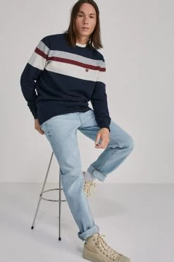 Springfield Blue Placement Stripe Jumper -Fashion Men Shop D26362s3