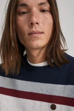 Springfield Blue Placement Stripe Jumper -Fashion Men Shop D26362s4