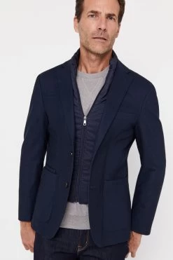 Cortefiel Blue Lined Jersey Knit Blazer