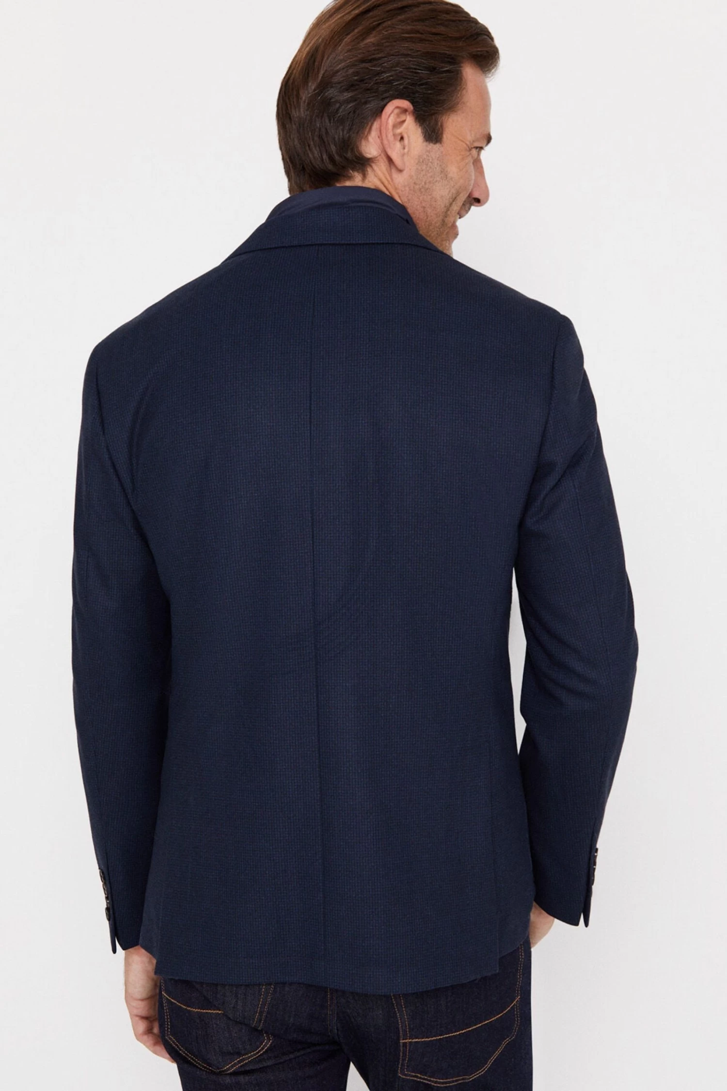 Cortefiel Blue Lined Jersey Knit Blazer 4 Cortefiel Blue Lined Jersey Knit Blazer - Image 2
