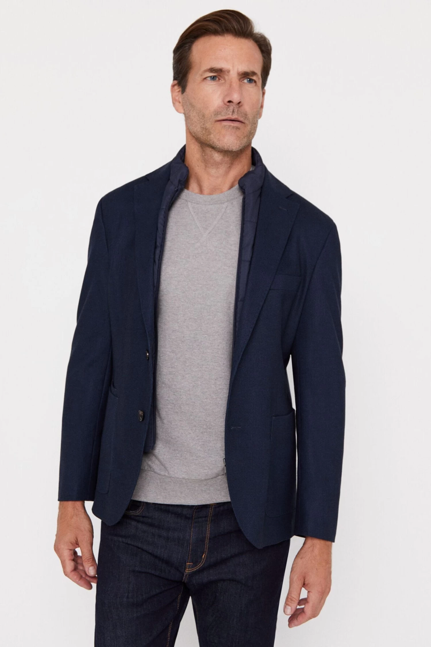 Cortefiel Blue Lined Jersey Knit Blazer 6 Cortefiel Blue Lined Jersey Knit Blazer - Image 4