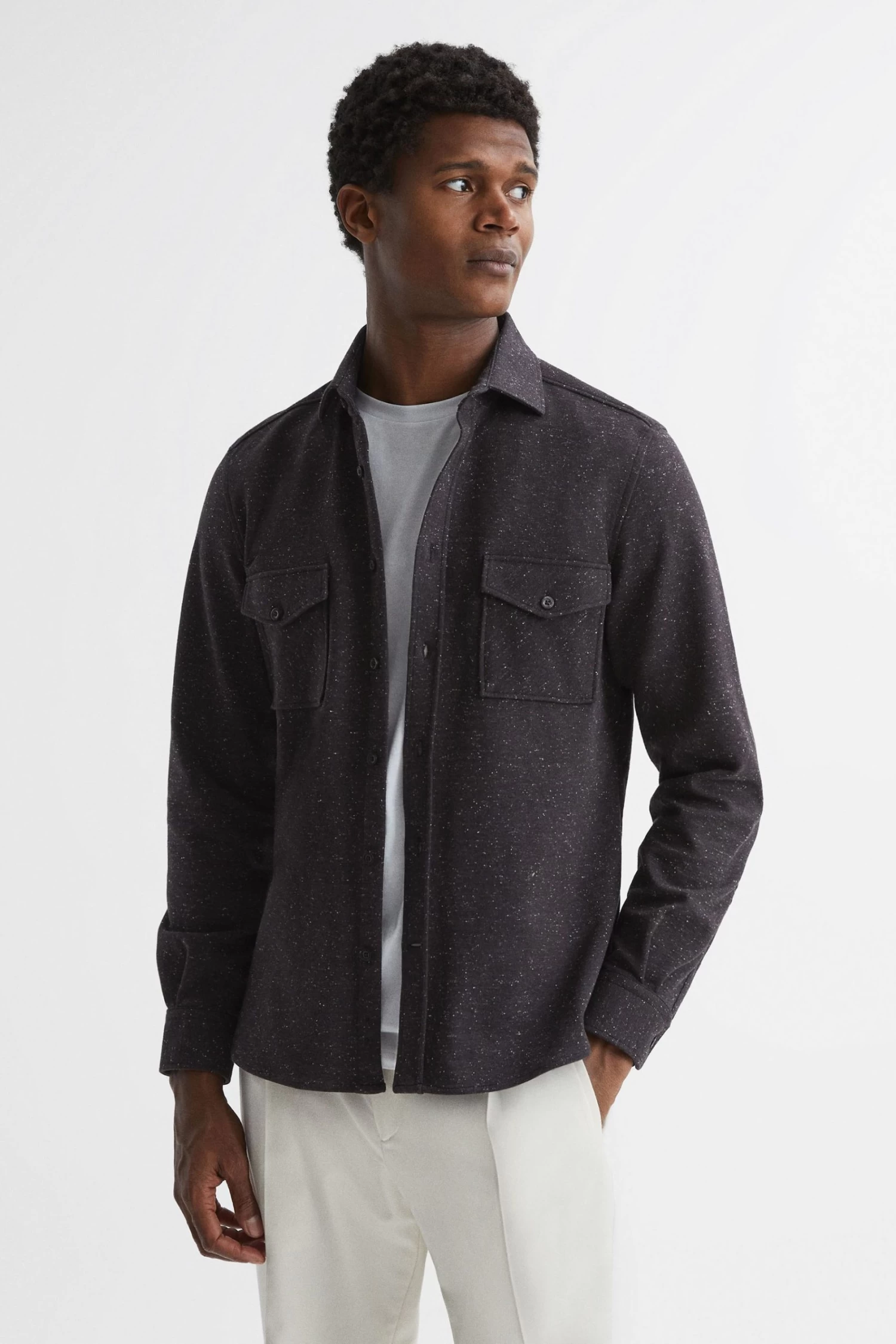 Reiss Grisham Slim Fit Flecked Overshirt 8 Reiss Grisham Slim Fit Flecked Overshirt - Image 6