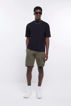 River Island Dark Green Cargo Shorts