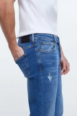 River Island Blue Slim Medium Jeans -Fashion Men Shop D32144s3