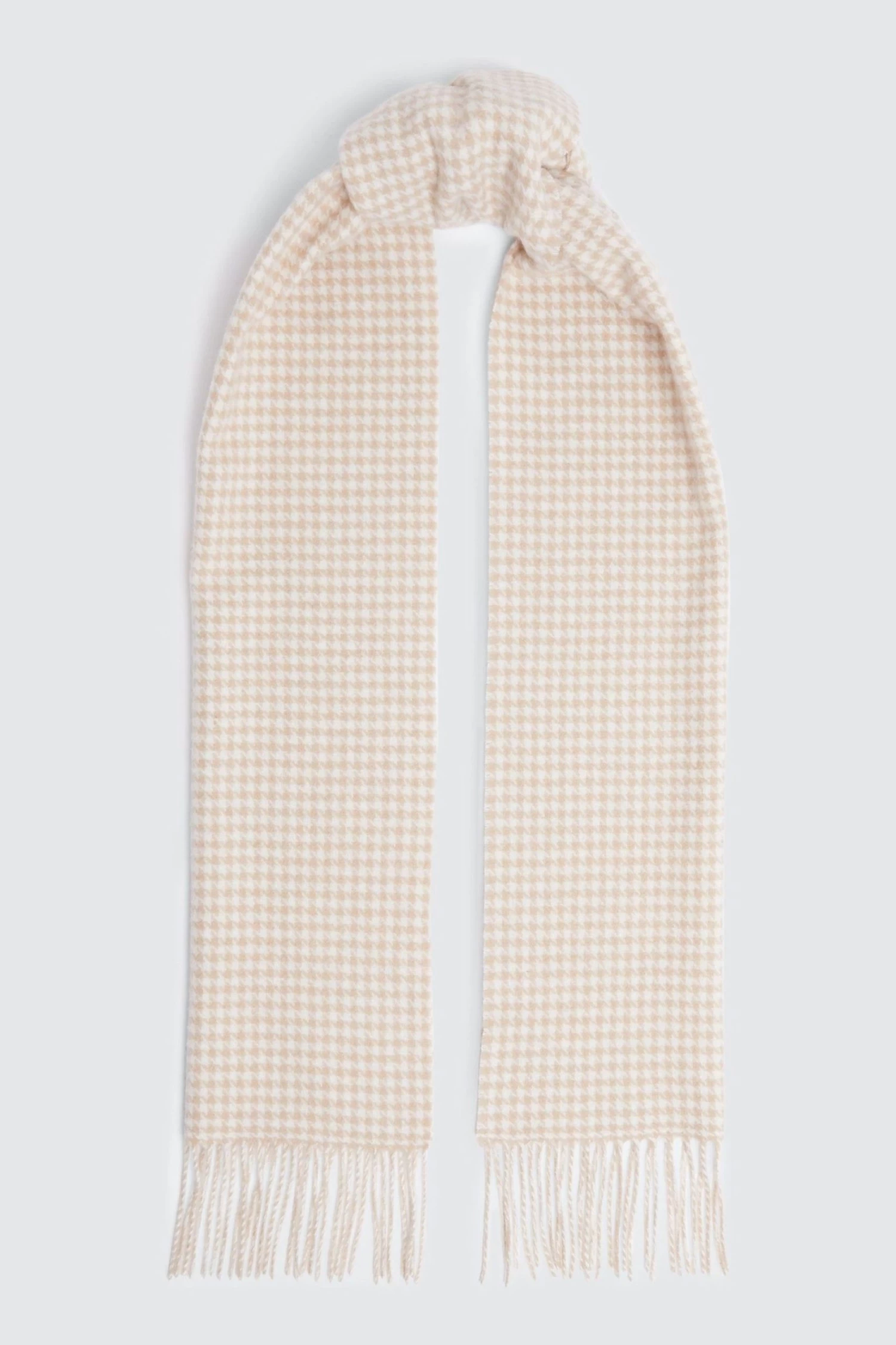 MOSS Houndstooth Pure Wool Brown Scarf 3 MOSS Houndstooth Pure Wool Brown Scarf