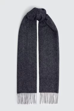 MOSS Blue Herringbone Pure Wool Scarf