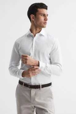 Reiss Remote Cotton Satin Slim Fit Shirt